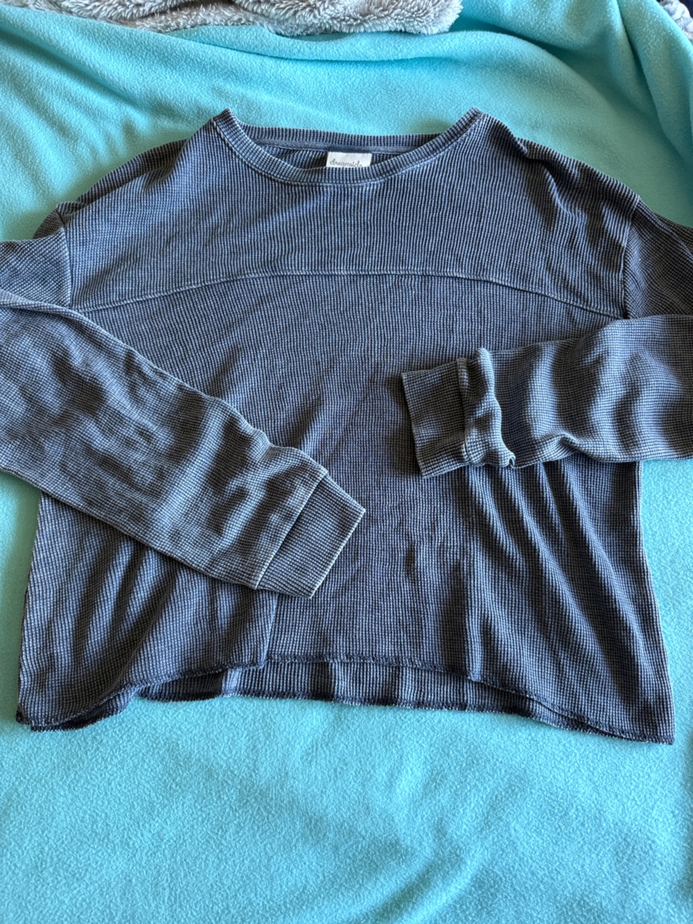 Waffle knit long sleeve top